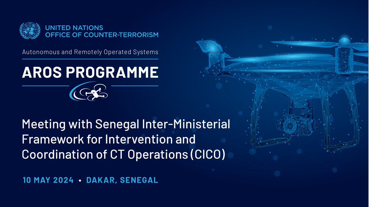 .@un_oct #AROS Programme and members of #Senegal Inter-ministerial CT-Framework CICO met to discuss the terrorism threat in #WestAfrica & formalize an assistance package to help 🇸🇳 integrate #UAS in support of #CounterTerrorism & border security efforts 🙏#Germany🇩🇪 for support