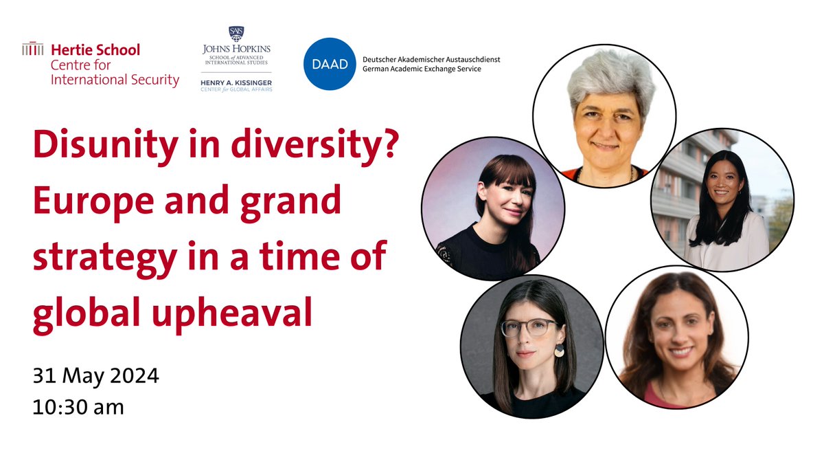 📢 Don't miss this event! Explore the strategic questions facing Europe with leading experts @apolyakova, @benedettabertiw, @NathalieTocci, @onethuthree, @GoulardSylvie, chaired by @mephenke. 📅 31.05.2024 | 10:30 am CEST | On-site Register ⬇️ 🔗 bit.ly/4bCPo2q