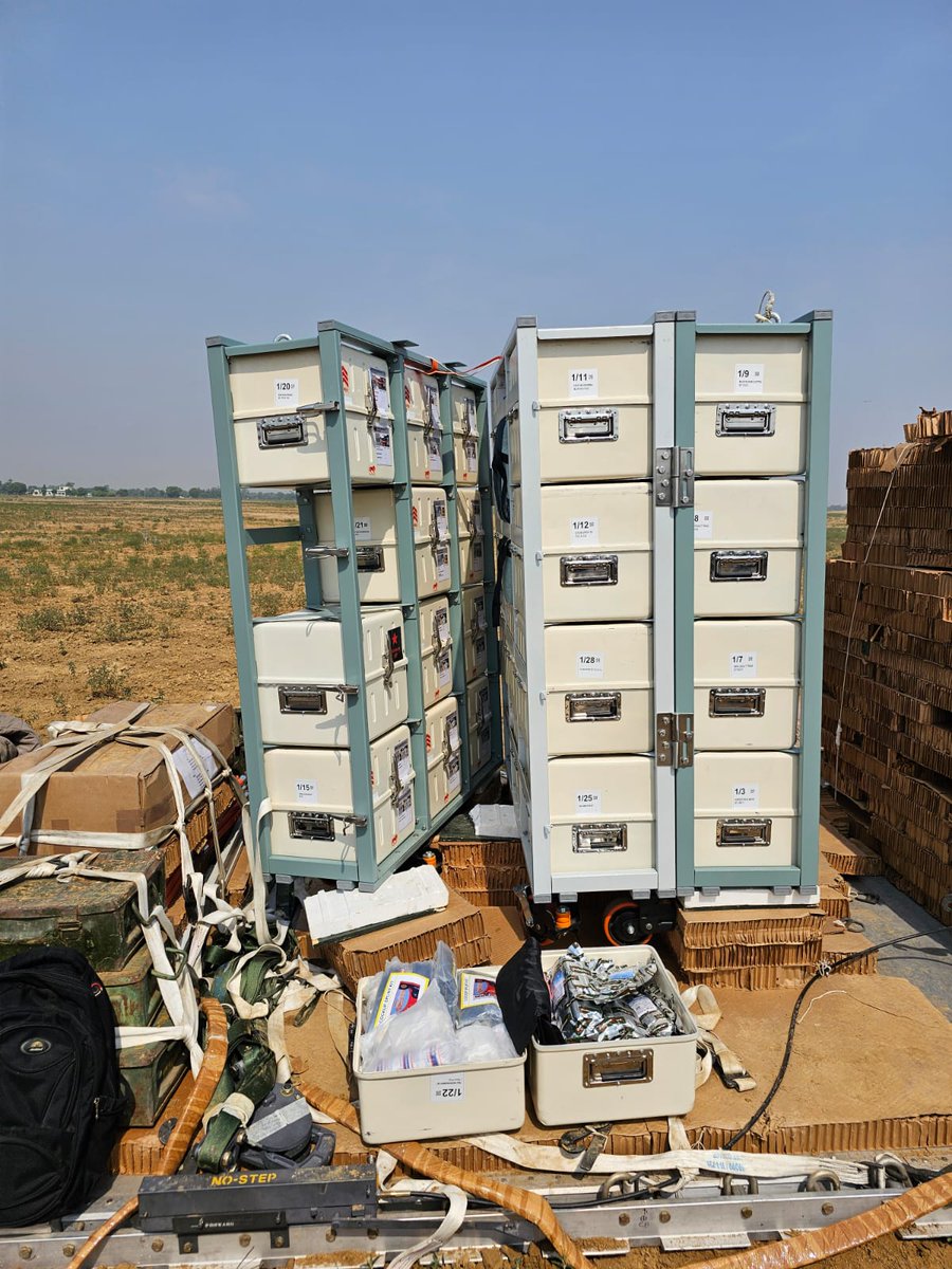 An IAF C-130 aircraft did a trial paradrop of Arogya Maitri Disaster Brick . An innovation aiding swift disaster relief by being para dropped, these 'bricks' contain essential survival material for disaster stuck locations unreachable by other means. The trial was undertaken in