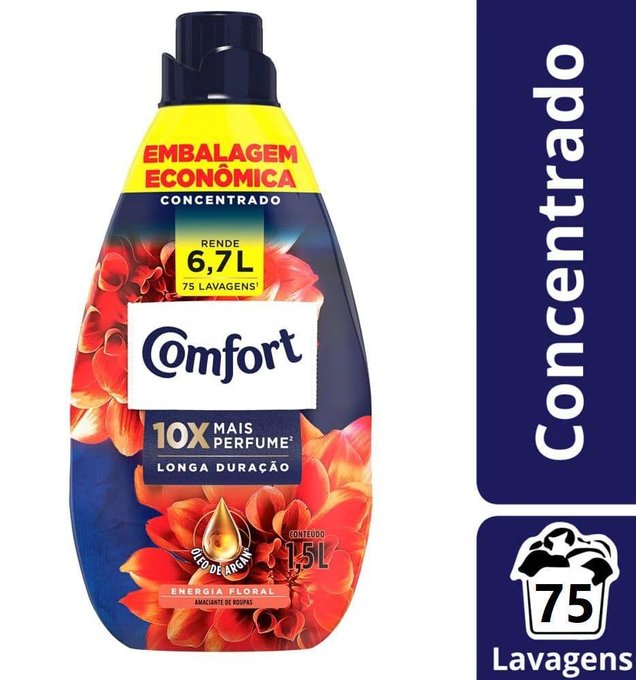 Amaciante de Roupa Concentrado Hydra Sérum Óleo de Argan Comfort Frasco 1, 5l, Comfort