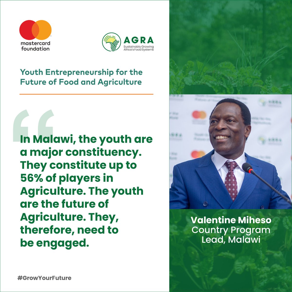 Food Systems | #YouthandFoodSystems 'In Malawi, the youth are a major constituency. They are the future of Agriculture therefore, they need to be engaged.' Valentine Miheso, Country Program Lead, Malawi.