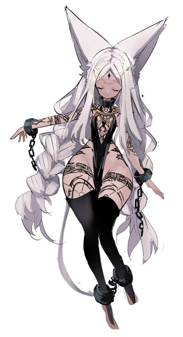 かつては王女様だったかもしれないけど、虜囚と成り果て、最終的には悪堕ちしてしまったような子です(ただ刺青褐色白髪ケモミミっ子チャレンジをしたかっただけ 