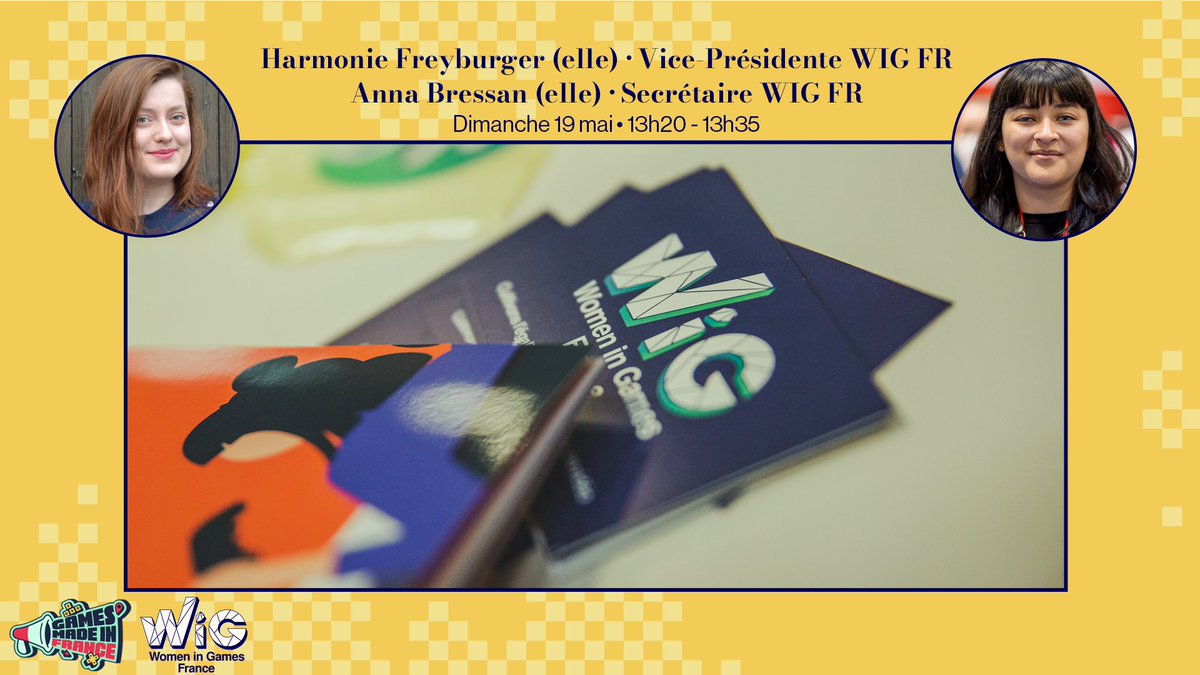 🗓️ Dimanche 19 mai | 13h20 - 13h35

Notre Vice-Présidente <a href="/HarmonieFrey/">Harmonie Frey</a> et notre Secrétaire <a href="/MlleBressan/">Anna Bressan</a> présenteront Women in Games France, ses enjeux ainsi que quelques actions phares.

#GMIF24