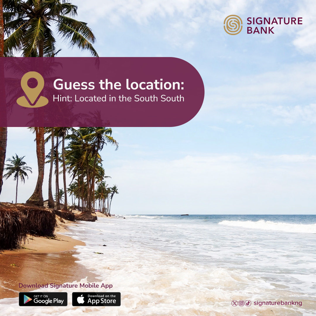 The Beach is one of the beaches on the Atlantic Ocean along the shorelines in Akwa Ibom State. It is the longest sand beach in West Africa.

Can you guess the name of this beautiful beach?

#SigantureBankNG #MakeYourMark #SignatureSites