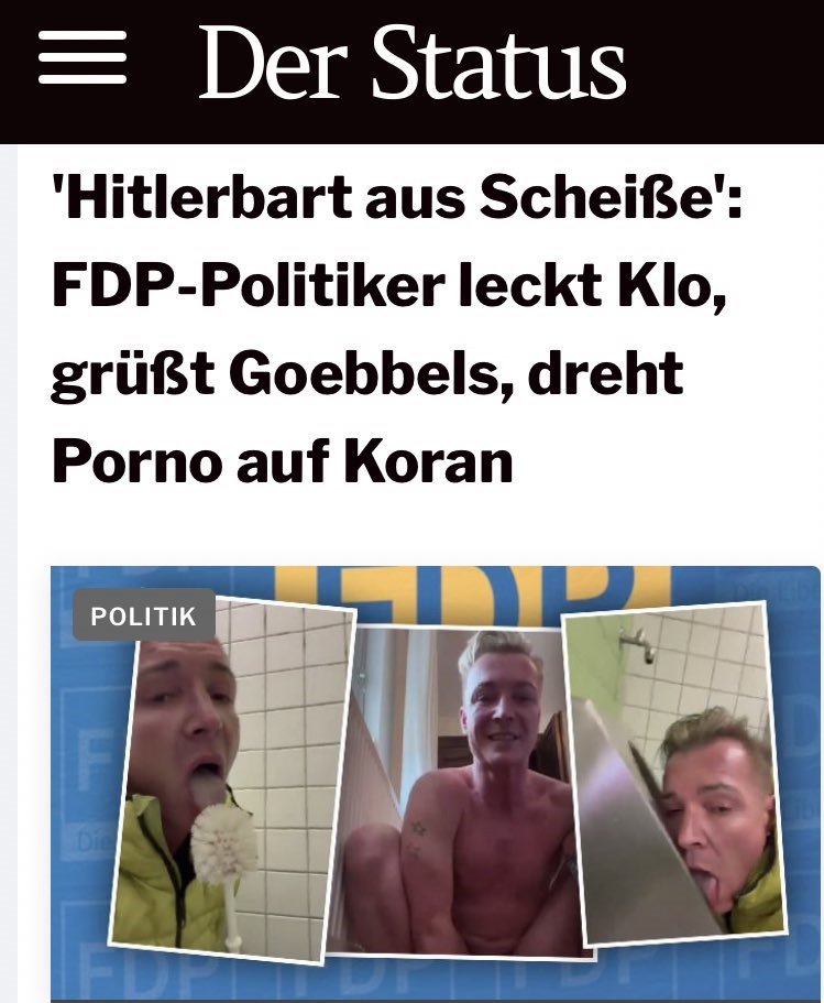 Seltsam, dass die Mainstreammedien um ARD, ZDF, Spiegel und Co. nicht über diesen widerwärtigen Skandal eines #FDP-Kandidaten berichten. Aber das hätten sie bei einem #AfD-Kandidaten natürlich auch nicht getan.🤡