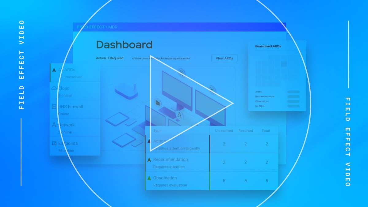 🎉 You asked, we listened.

Get an inside look at Field Effect MDR with our new demo videos! hubs.li/Q02xdSw_0

This four-part video series takes you through the dashboard, cloud service integrations, active response functionality, AROs, monthly reporting, and so much more.