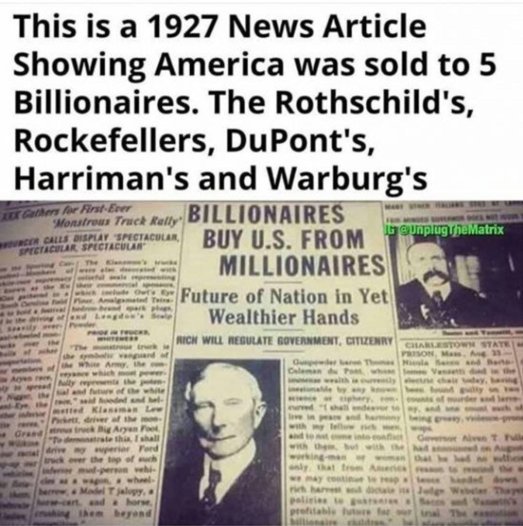 The start of the Fed when 5 billionaires bought the United States. 🇺🇸🇺🇸
#HIAW