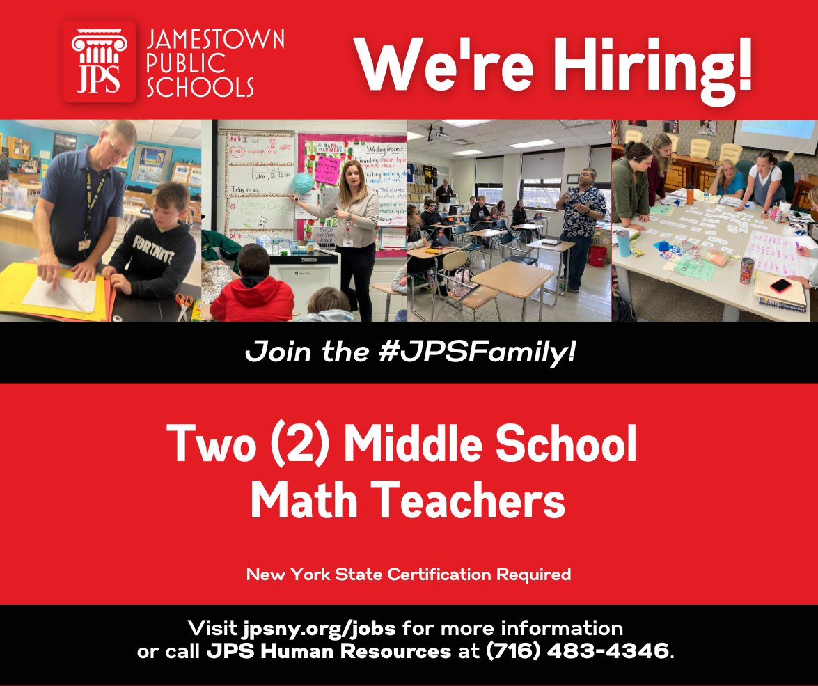 🌟 Join Our Team! 🌟 We have openings for and are seeking two (2) dedicated middle school math teachers to inspire and empower our students. NYS Certification Required. Apply now and be part of our dynamic school community! #HiringNow #MathTeachers #EducationCareers 📚✨