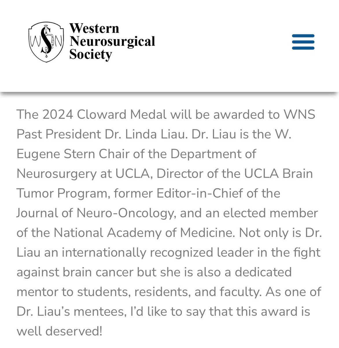 Congratulations to Dr. Linda Liau for being awarded the 2024 Cloward Medal by the Western Neurosurgical Society (WNS). Soon $NWBO #DCVax will be available for malignant glioma cancer patients in the U.K. Then, in the US, Canada, Germany & the rest of the EU:
