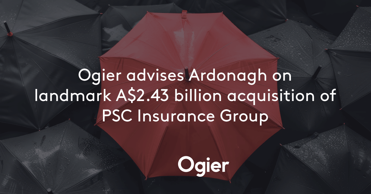 Ogier's Jersey and Cayman Corporate and Finance teams recently advised independent insurance distribution business Ardonagh on a landmark A$2.43 billion acquisition of PSC Insurance Group. Learn more: loom.ly/eBHaxaM
