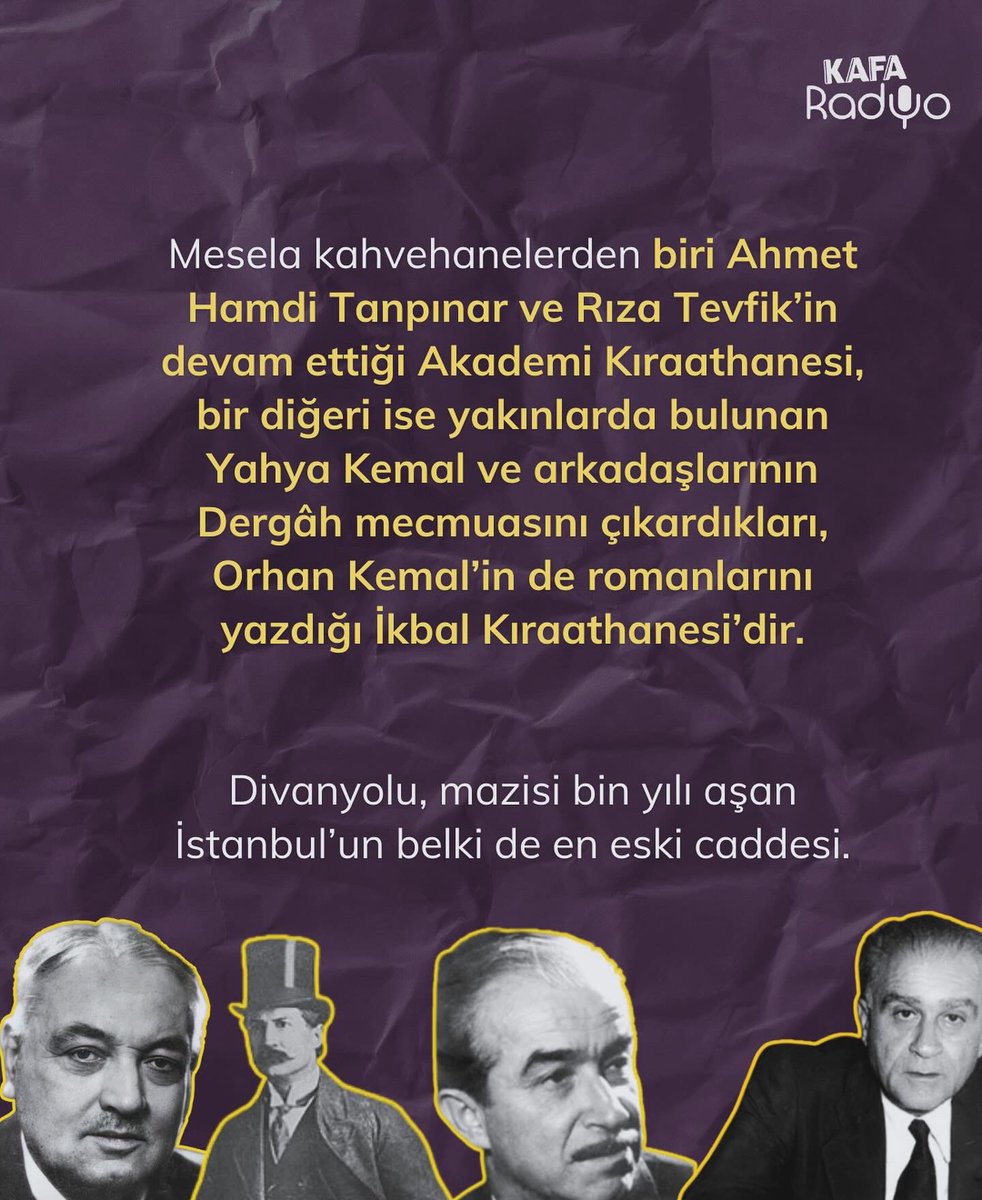 🗞️Yahya Kemal ve arkadaşlarının Dergâh mecmuasını çıkardıkları İkbal Kıraathanesi’nin, Divanyolu Caddesi üzerinde bulunduğunu biliyor muydunuz? 🌹 🪶: @GezmekYetmez yazdı. #sokakhikayeleri #geziyazısı #kafaradyo