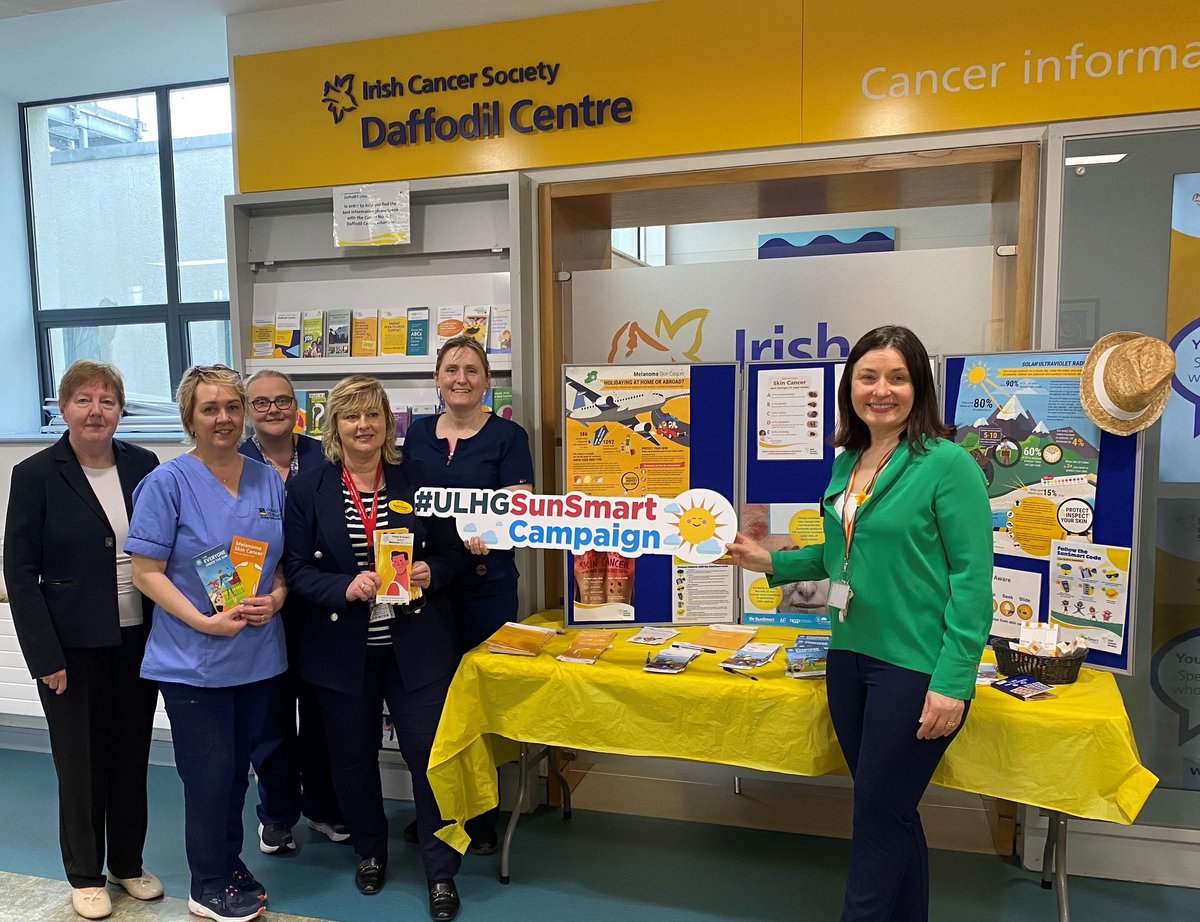 Great day on Monday supporting the wonderful work of colleagues Evelyn Power cANP skin cancer and Trish at the annual Sun-awareness stand, #sunsmart shining a light on skin cancer prevention. Thanks to the many patients, visitors and staff who dropped by