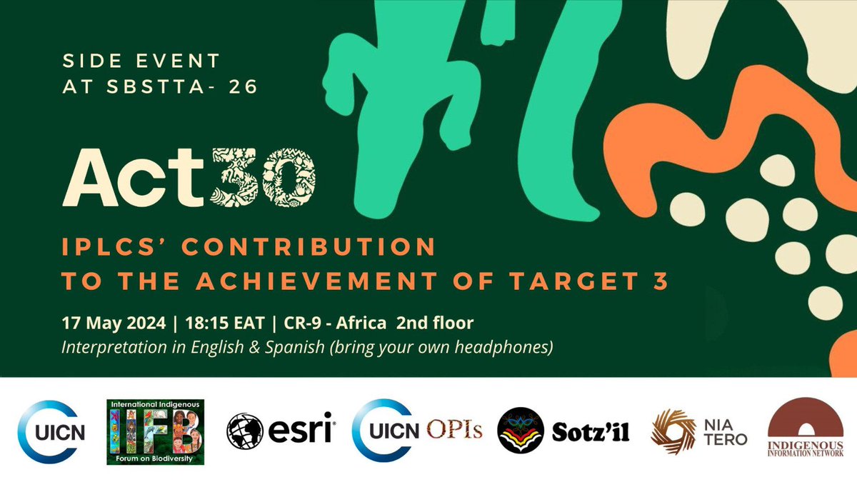 IUCN_PA's tweet image. At SBSTTA26 in Kenya?

Don't miss out to learn about #ACT30!

@iifb_indigenous @Esri @iucn_E  #talk30tome