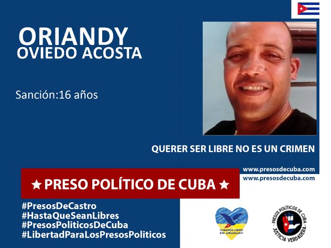#Twittazo Libertad para Oriandy Oviedo Acosta. 
.
“Sin aire, la tierra muere. Sin libertad, como sin aire propio y esencial, nada vive.” -José Martí-
.
.
.
#HastaQueSeanLibres 
#PresosPoliticosDeCuba
#LibertadYJusticiaParaCuba