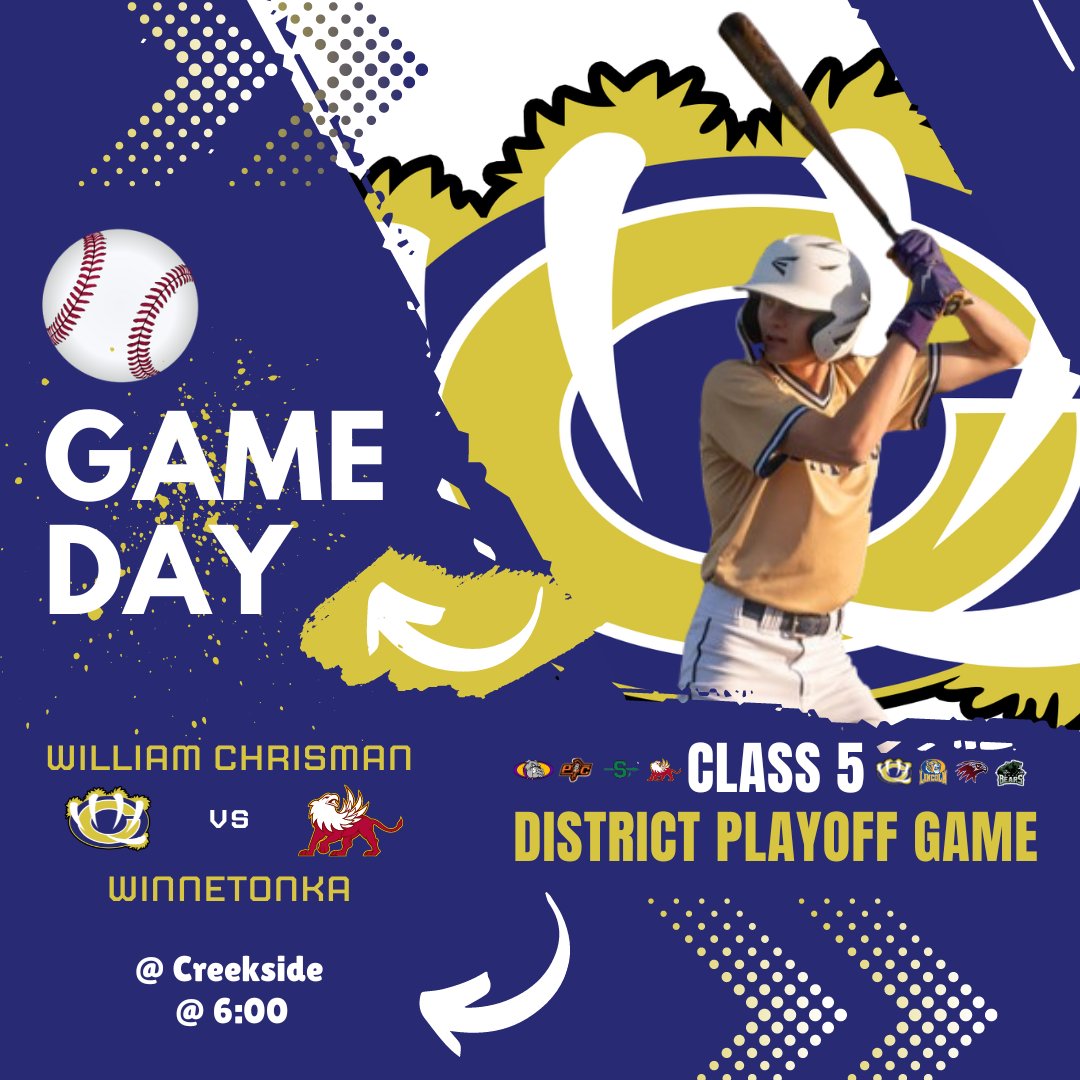 It's GAME DAY!! Chrisman travels to Creekside Sports Complex to take on the Winnetonka Griffins in their first round of Districts. Let's GO!! #ISDStrong The first pitch is set for 6:00. @wcbearssports