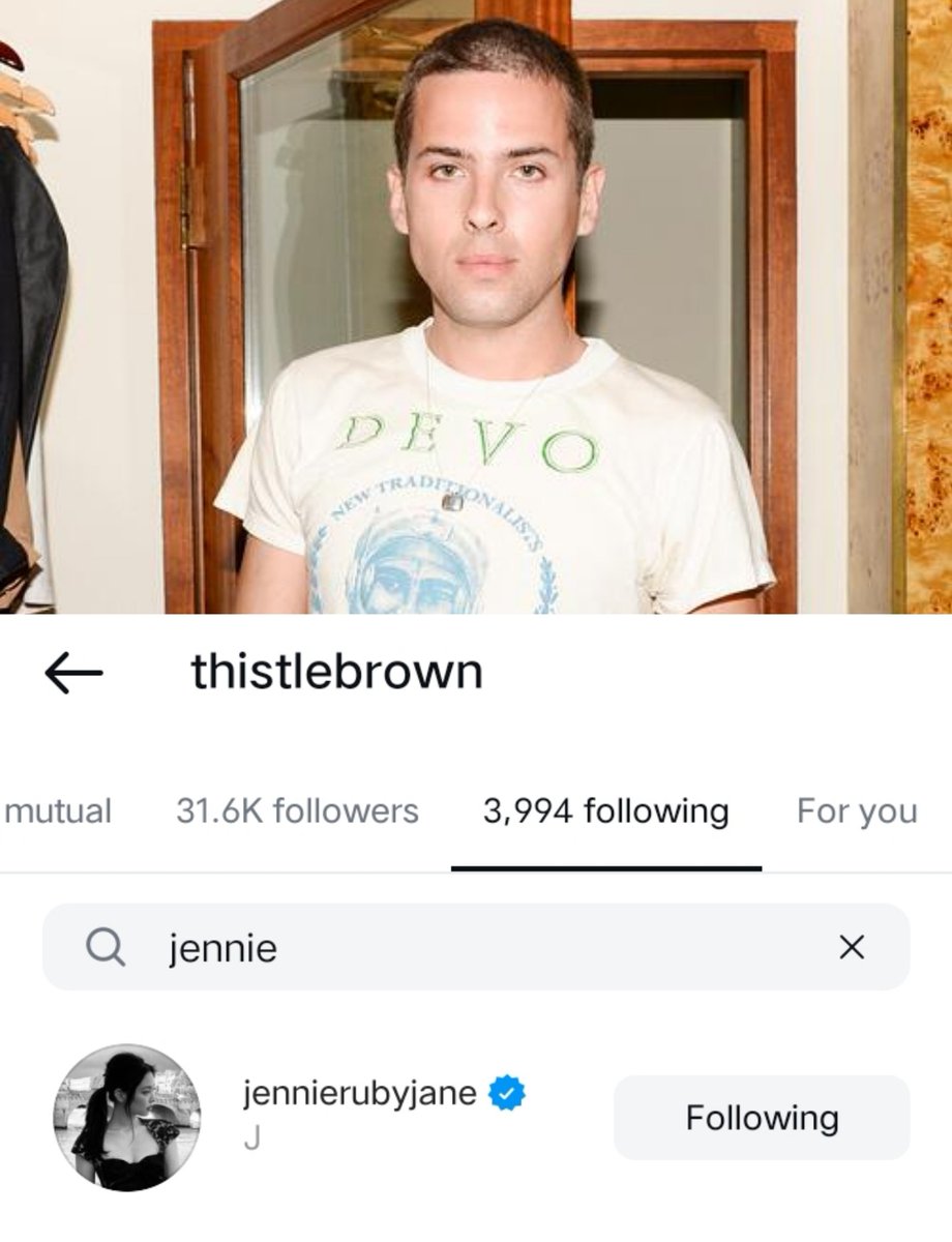 New York based Photographer/Stylist/Fashion Editor/ Founder and owner of Thistle eyewear. Thistle Brown is now following JENNIE on instagram!