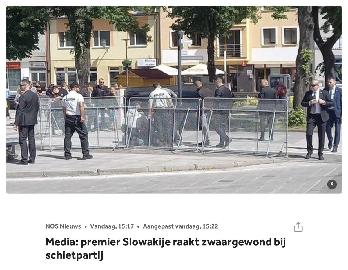 Afschuwelijke aanslag op premier Fico van Slowakije. Ik wens hem spoedig herstel en hoop dat de daders snel voor de rechter komen. nos.nl/artikel/252059…