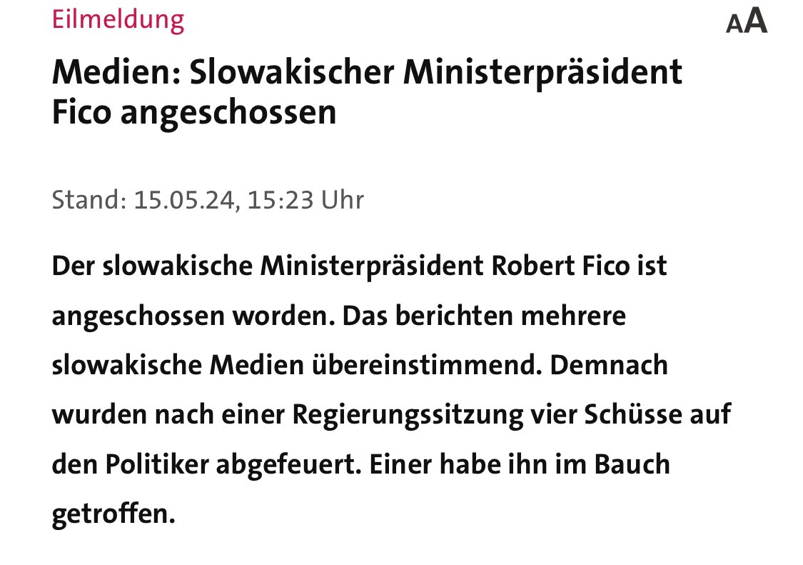 Der slowakische Ministerpräsident Robert #Fico ist angeschossen worden.