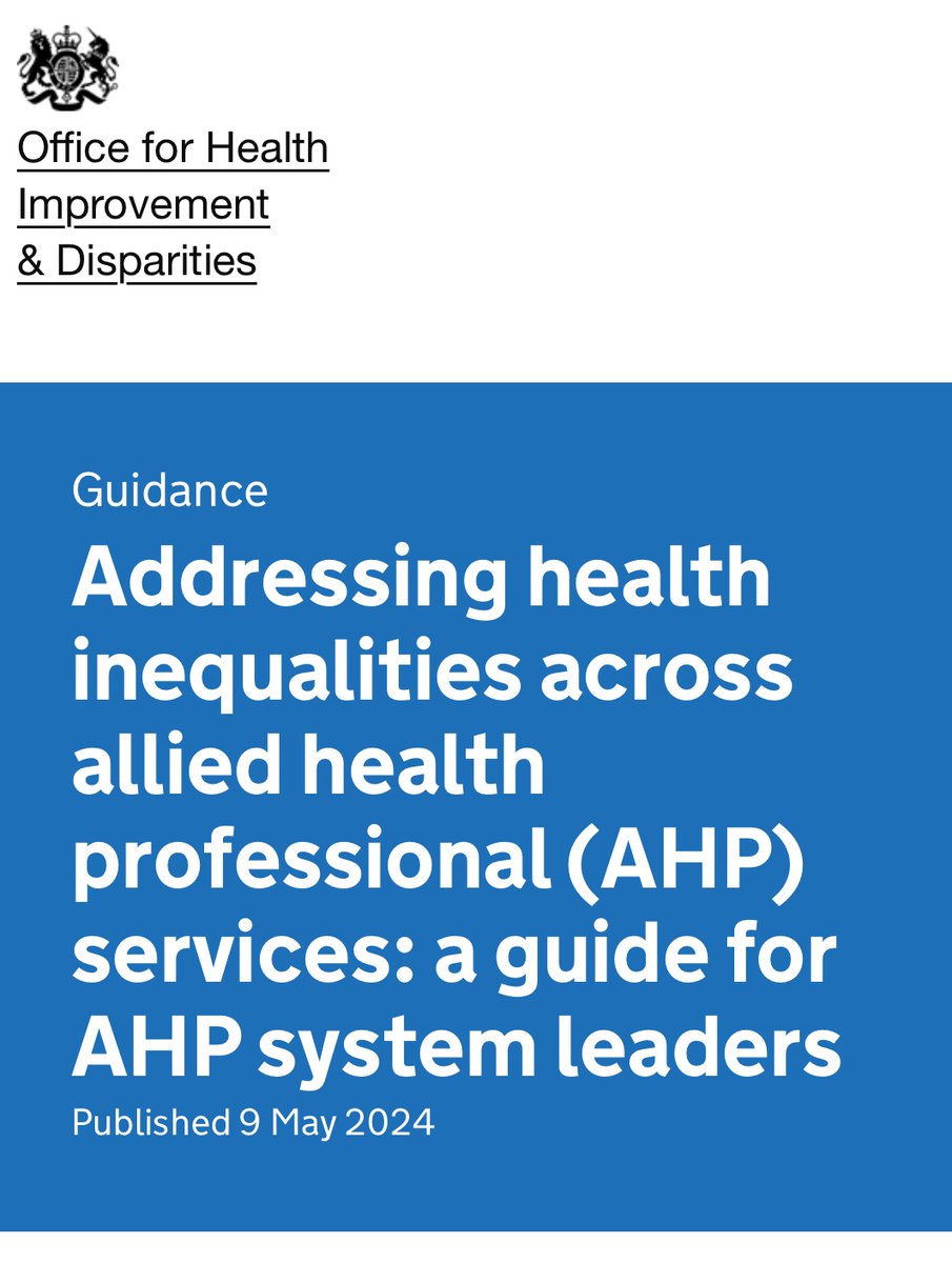 Some great ideas in this new guidance for AHP services on tackling health inequalities - innovation, collaboration and understanding local health needs at its core. 👇👇👇 tinyurl.com/27un8vnu