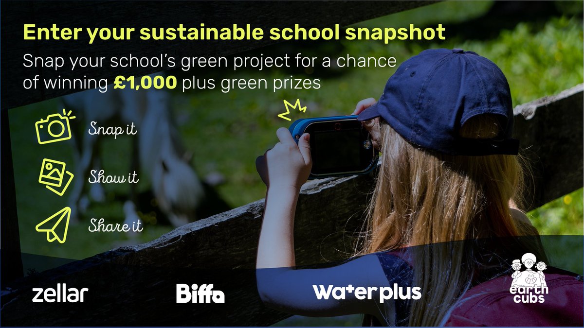 Ask your school to enter Zellar's Green Schools competition to win amazing prizes, including £1k for their next green project! Snap, show & share school sustainability projects for a chance to win. Entry info & Ts/Cs zellar.com/greenschools #GreatBigGreenWeek #ZellarGreenSchools