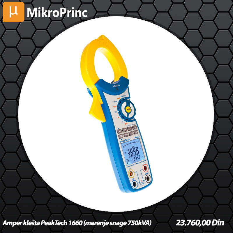 's tweet image. PROIZVOD NEDELJE: Amper klešta PeakTech 1660 su jednofazna ili trofazna TrueRMS amper klešta, sa mnogim dodatnim funkcijama, Detaljnije na sledećem linku:
mikroprinc.com/sr/proizvod/am…
#amperklesta #peaktech #merenjeelekticnihvelicina #merenjestruje #proizvodnedelje #mikroprinc