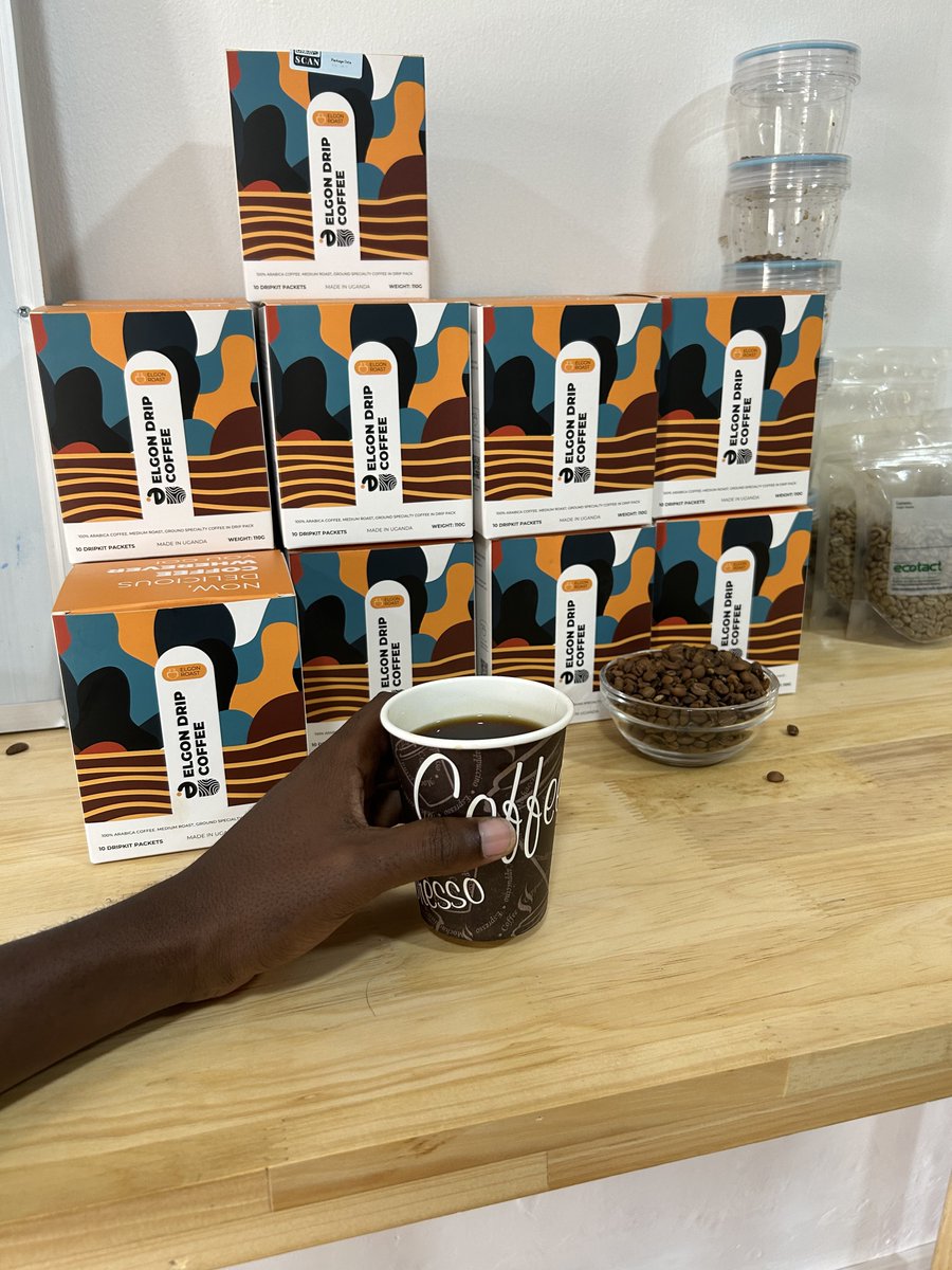 Passed by my friends at @elgondrip and I am having my coffee. Coffee here is always blissful A box (with 10 drip bags) like this costs 20,000 for 1st subscribers and 25,000 for the next orders. If you want a monthly subscription, it’s 50,000 for a pack of 31 drip bags.