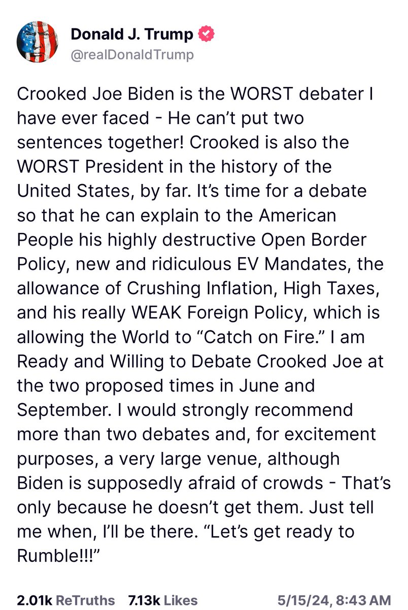 🚨 Donald Trump responds to Biden: “Let’s get ready to Rumble!”