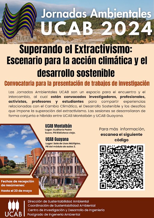 #5Jun y #6Jun Jornadas Ambientales UCAB 2024.

@UcabGuayana
@PostgradoUCAB
#Ingeniería y #CIDIUCAB invitan a investigadores, activistas, comunidades y responsables públicos a participar.   

🔗Registro de asistencia: goo.su/SxYhgqd
Escanea el código y ve más detalles ⬇️