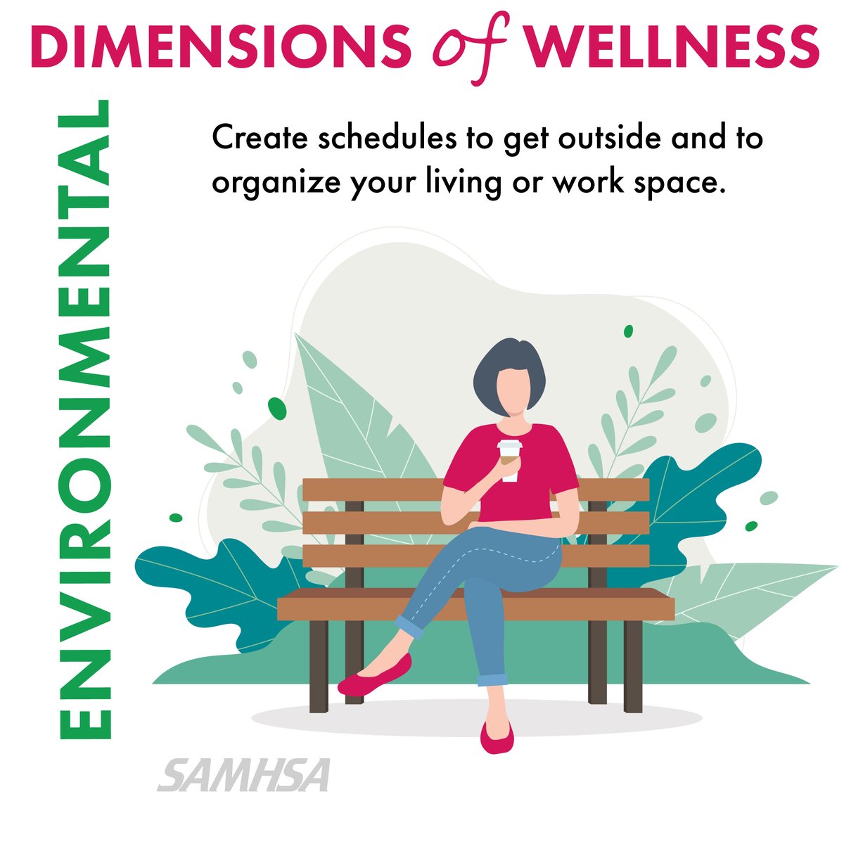 The life choices you make can affect your physical health, #MentalHealth & overall well-being. Incorporate dimensions of wellness into your life—like 🌳 🌞 environmental wellness—which can help better manage your condition & experience of recovery. #MHAM2024