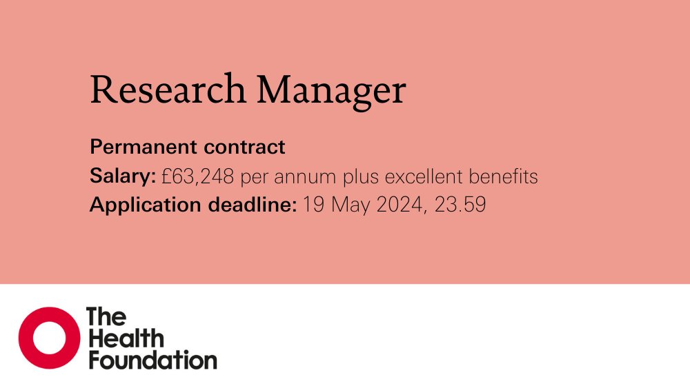 Could you be our new Research Manager? You'd be supporting our work on radical innovation and improvement in health and care, among other areas. If you share our passion for high-quality research and evaluation, find out more and apply by 19 May 👇 lde.tbe.taleo.net/lde01/ats/care…