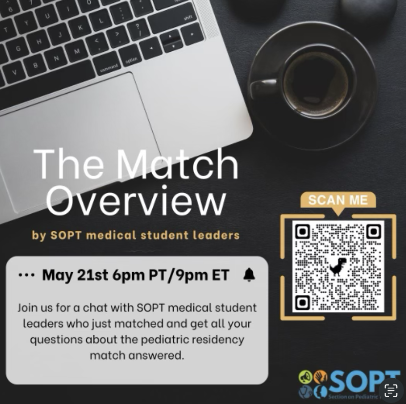 Applying for the residency match next year? Join SOPT medical student leaders on TUESDAY, MAY 21st at 6pm PT for an overview of the match process and a chance to have your questions answered!