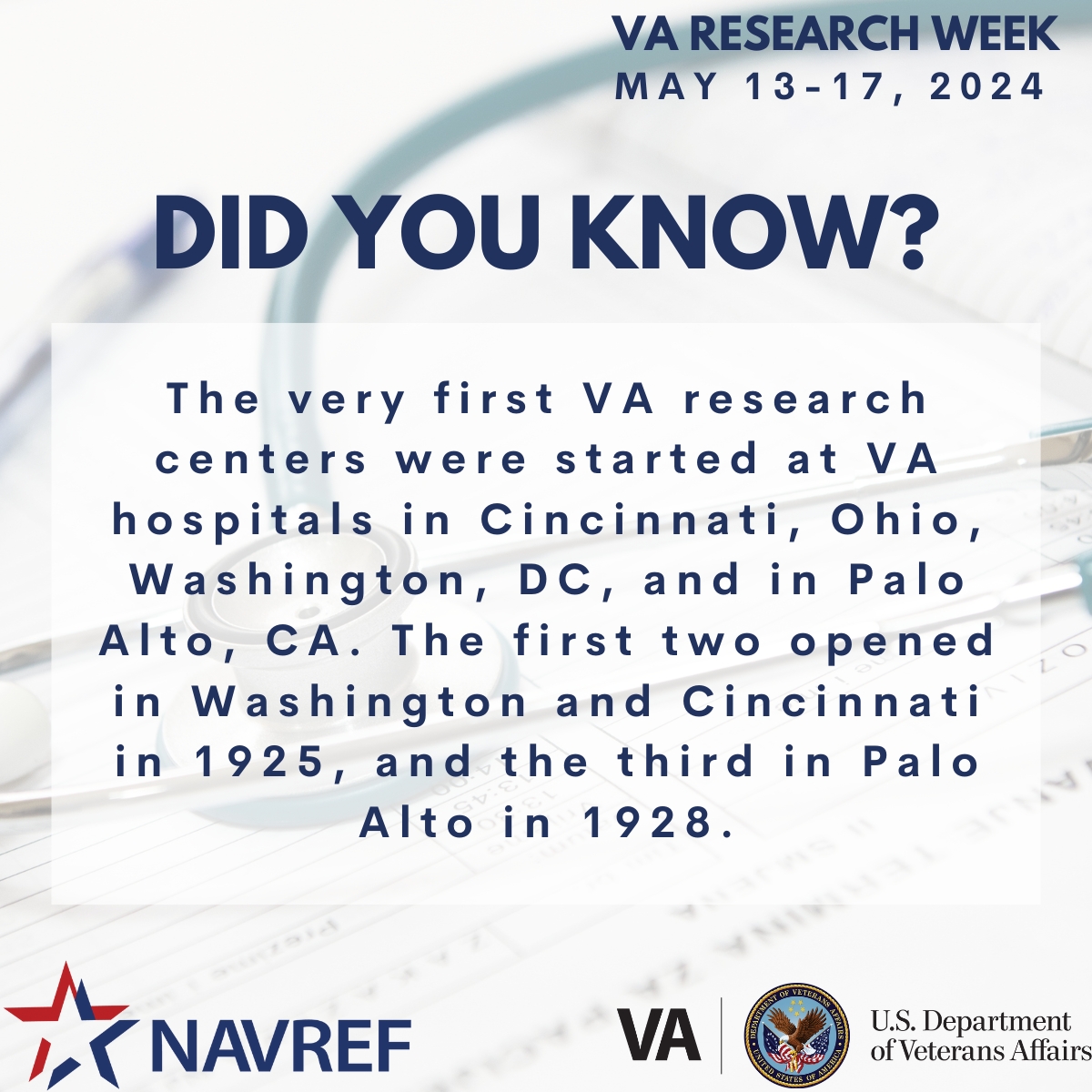 Day 3 of #VAResearchWeek brings us back to the roots! Did you know the very first @VAResearch centers were established in Cincinnati, Ohio, Washington, DC, and Palo Alto, CA? Washington and Cincinnati led the way in 1925, followed by Palo Alto in 1928.