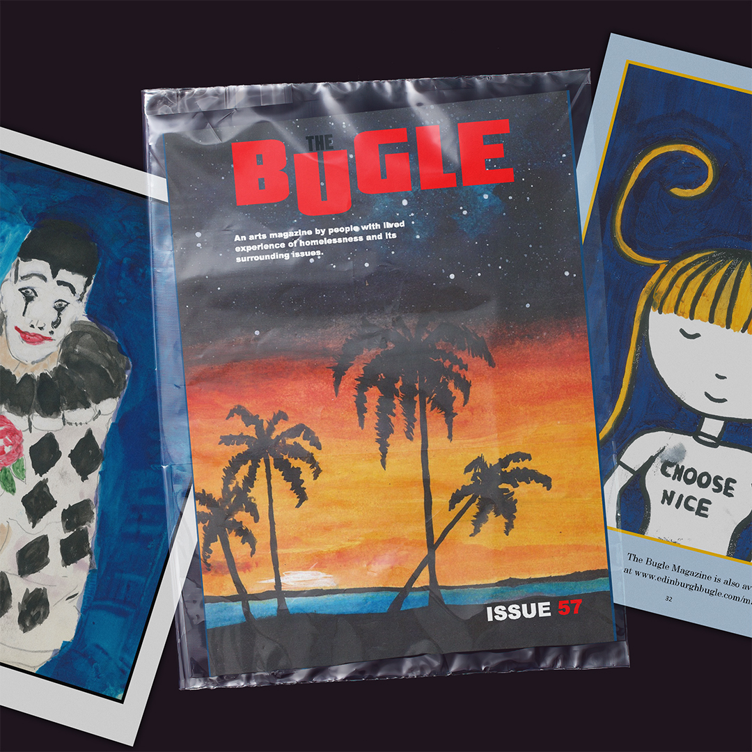 The long-awaited Issue 57 of The Bugle is looking fresh! Complete with prose, artwork, photography and poems, our Creative Expressions magazine highlights stories and experiences by people with lived experience of homelessness and its surrounding issues. edinburghbugle.com/magazine