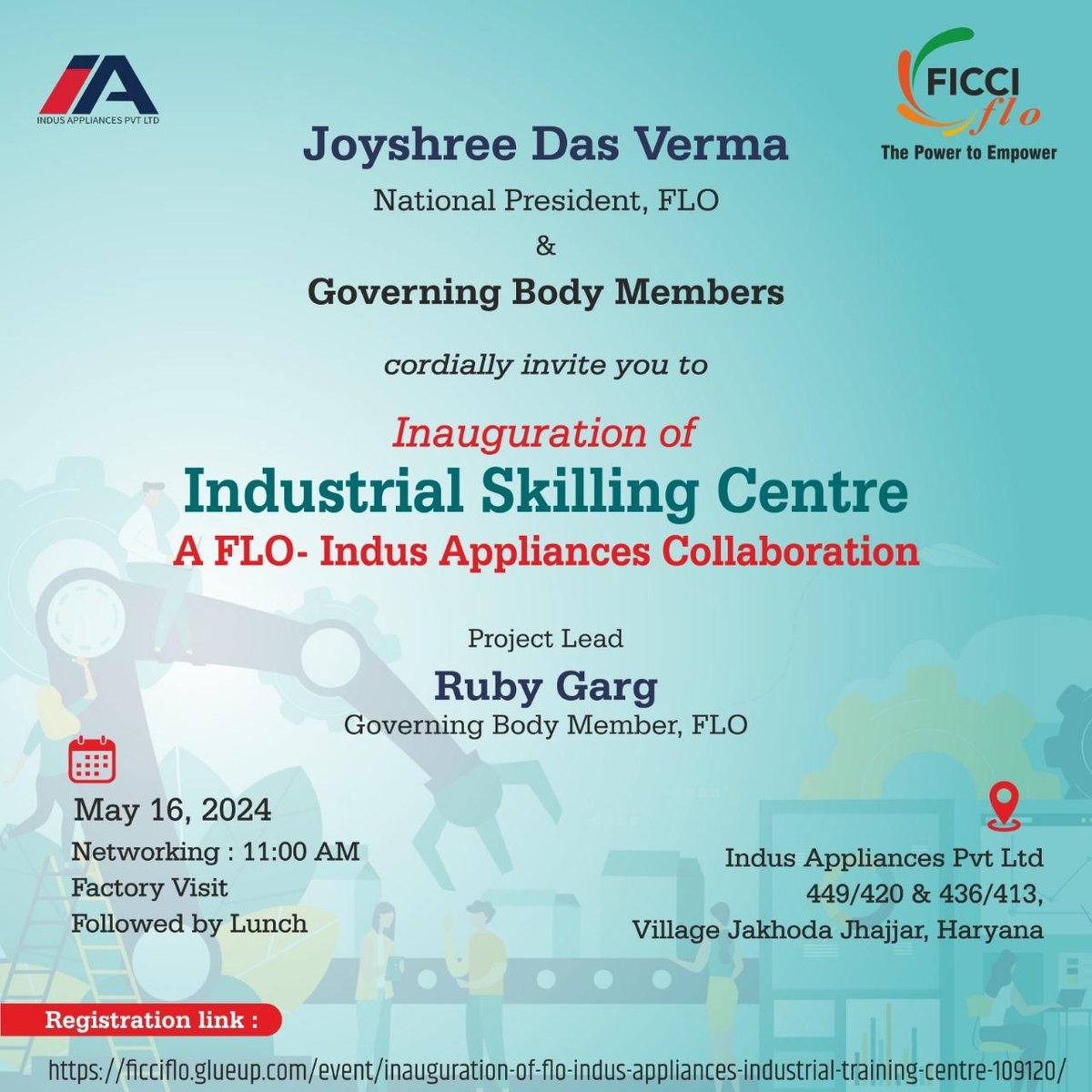 Join us for the launch of the Industrial #Skilling Centre on May 16, 2024, at 11:00 am! The joint initiative by #FLO and Indus Appliances is aimed at #EmpoweringWomen with #skills for a brighter future. 
Venue: Indus Appliances, Haryana.
Register: shorturl.at/PS567