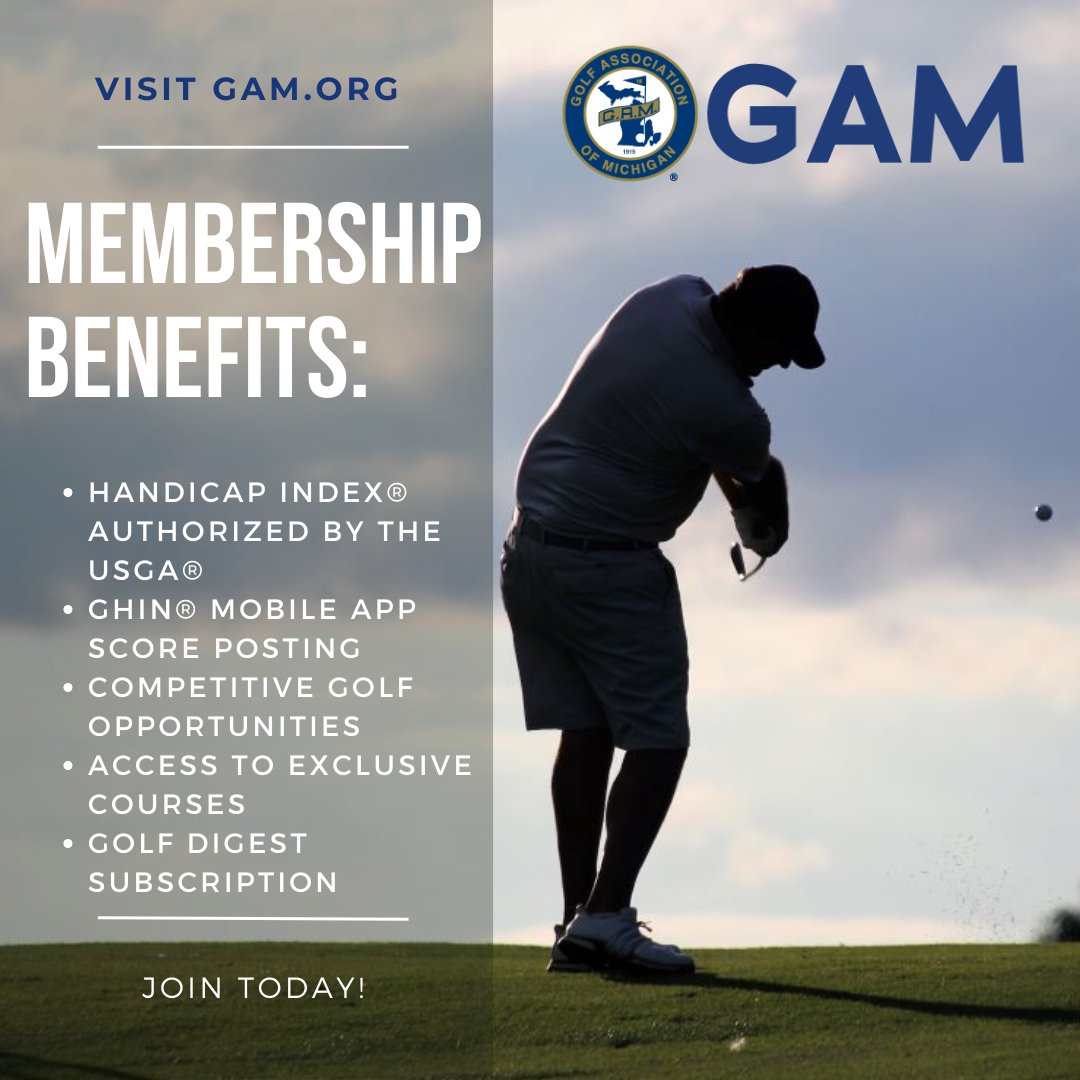 Not yet a GAM Member or haven't renewed yet for 2024? Make sure to take advantage of all the great benefits a Golf Association of Michigan Membership includes, sign up today at GAM.org!