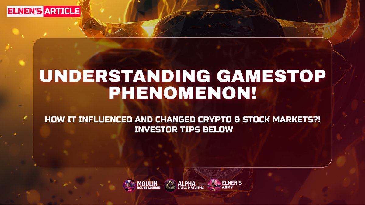 UNDERSTANDING #GAMESTOP PHENOMENON: HOW IT INFLUENCED - CHANGED CRYPTO & STOCK MARKETS? INVESTOR TIPS BELOW🥂 Roaring Kitty and his community took over the stock & crypto markets in Jan 2021! #GME historical surge explained💪 #HODL $GME FULL ARTICLE👇 t.me/moulin_rouge_l…