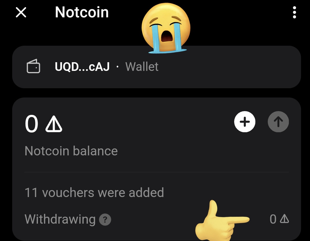 Why $NOT COIN Zero 👀
Hello! It seems like there's a change happening with NOTCOIN. If you've put in a withdrawal request, you should receive 100% of your NOTCOIN at the specified exchange address tomorrow. It's important to stay updated with these developments. 🔄