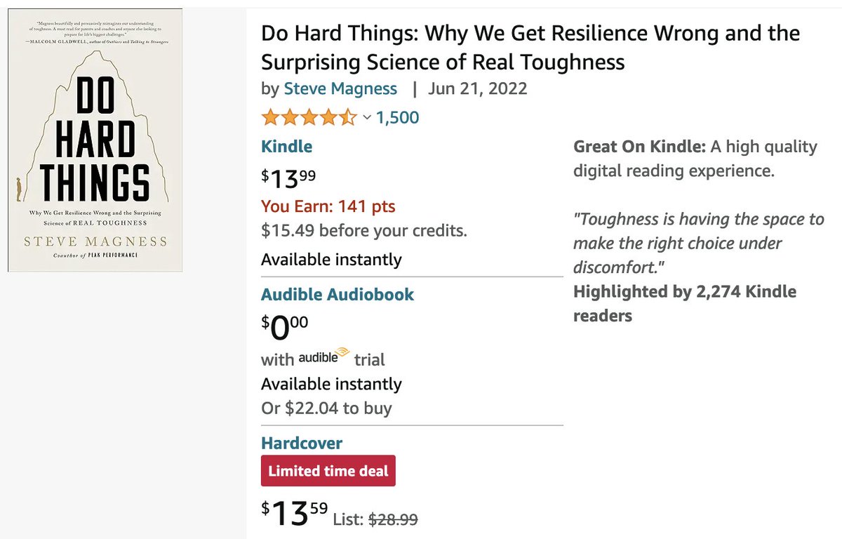 Limited Deal Alert: Amazon just dropped Do Hard Things to 53% off! Grab a copy for $13. Can't beat that. amzn.to/3wsNTF8