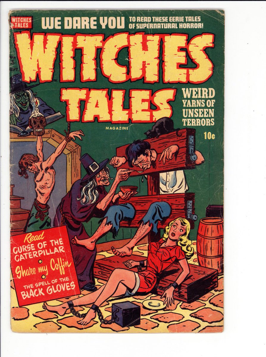 Comic Book Cover of the Day: 1951 Witches Tales from Harvey Comics. Art by Al Avison. #comic #ComicArt #comicbook #comicbookcover #comicbookart 
#horror #HorrorArt #witch