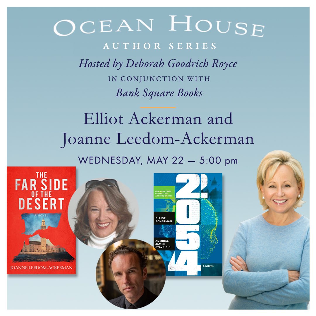 We hope friends and new readers in the area can join us at the charming @OceanHouseRI in its reading series hosted by @royce_deborah. The only one @elliotackerman and I are doing together. For more information visit: oceanhouseevents.com/events/event/a… #authorevent #oceanhouse #2054