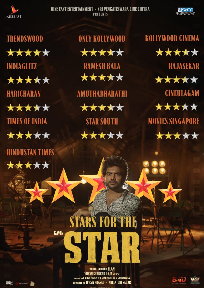 Raining stars for the #STAR 🌟 With positive reviews, a great response and solid box office collections, the film is running successfully in theatres near you! #BlockbuSTAR #STARMOVIE ⭐ #KAVIN #ELAN #YUVAN #KEY @Kavin_m_0431 @elann_t @thisisysr