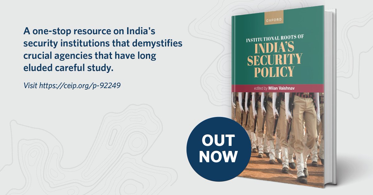 Our new volume, 'Institutional Roots of India's Security Policy,' is out! This book applies a state capacity lens to more than a dozen national security institutions from the armed forces to intelligence and the police. Read the introductory chapter here: bit.ly/4bAKbrN