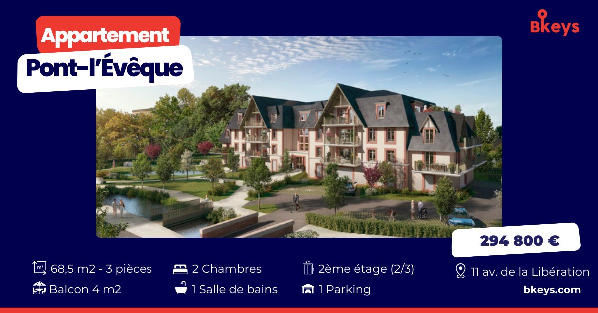 Bkeysworld's tweet photo. 🌇🏖️Pont-l’Évêque
Programme neuf - Les Jardins de Ponti

🔎 A proximité de la Côte Fleurie
📐 68,5 m2 - T3 (étage 2/3)
🪴 Balcon 4 m2
🛏 2 Chambres 
🛁 1 Salle de bains
🚗 1 Parking
💰 294 800€

➡️ https://t.co/yICvXFOfP4

#immobilier #pontleveque #realestate #proptech https://t.co/0oRg83bqqY