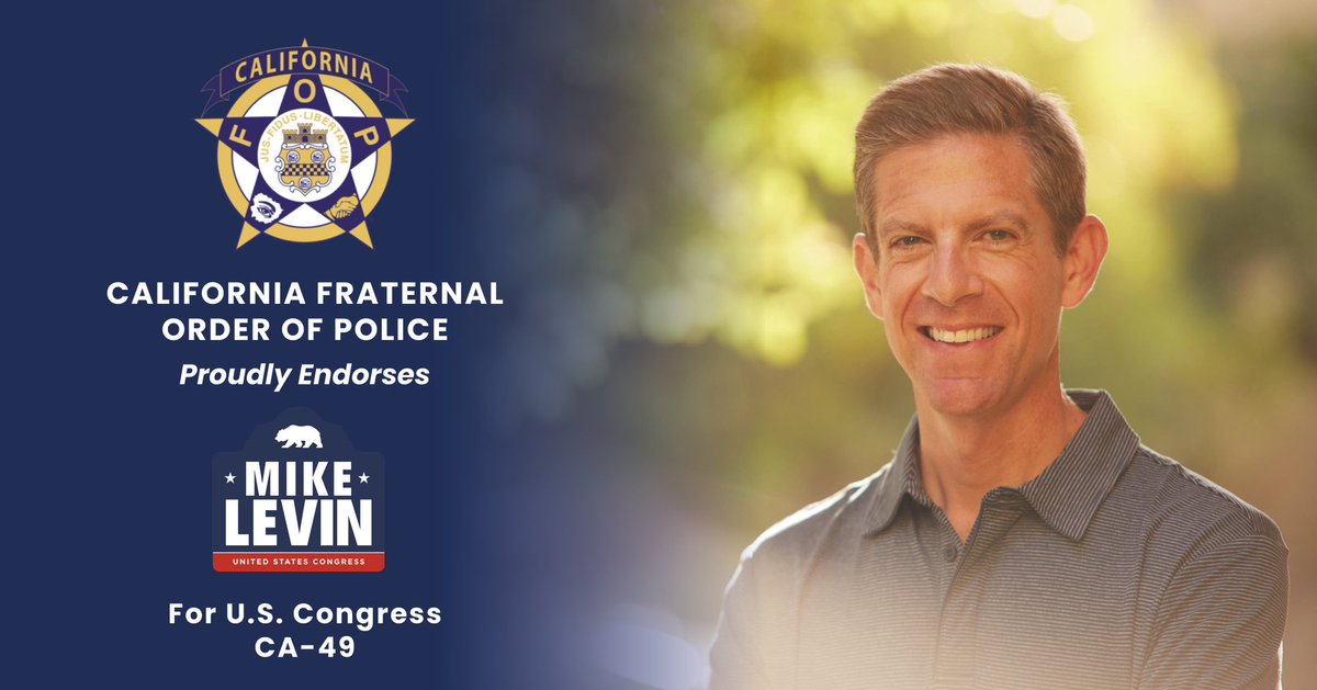 Huge thanks to the California Fraternal Order of Police for your endorsement in my race for re-election in #CA49. I am grateful to work with you and all who protect and serve our great communities! #policeweek