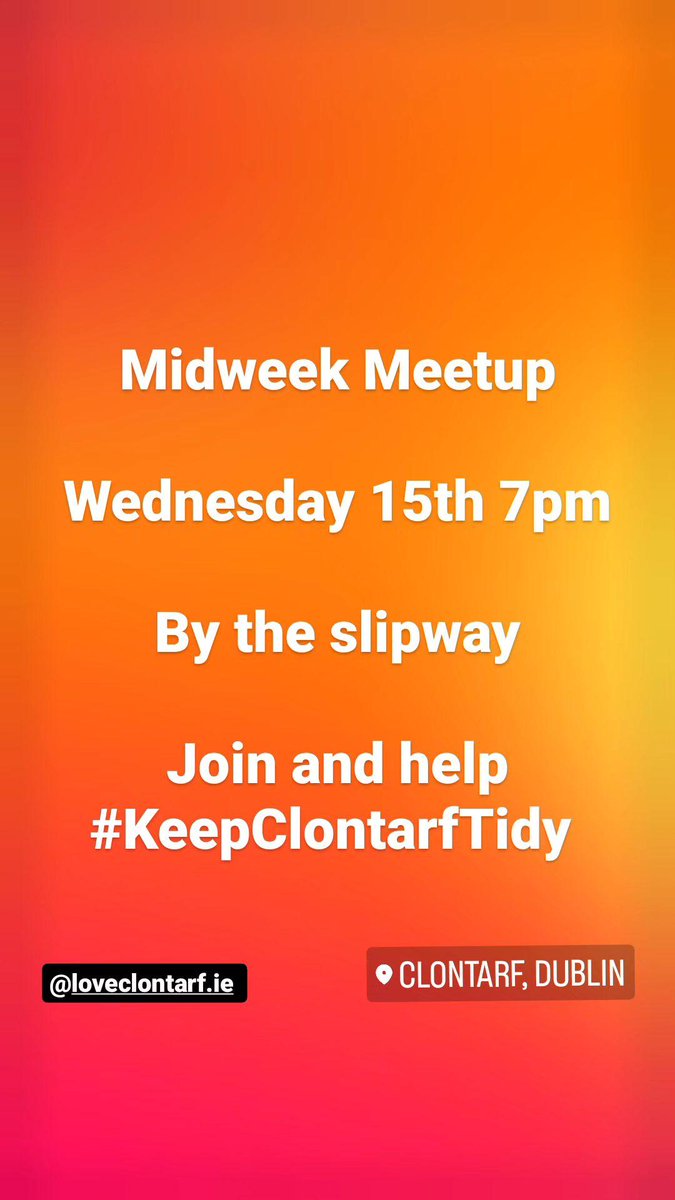 Our #TidyTowns volunteers are out again this evening. Join the Midweek Meetup at 7pm by the slipway (opposite Yacht Club). Help #KeepClontarfTidy