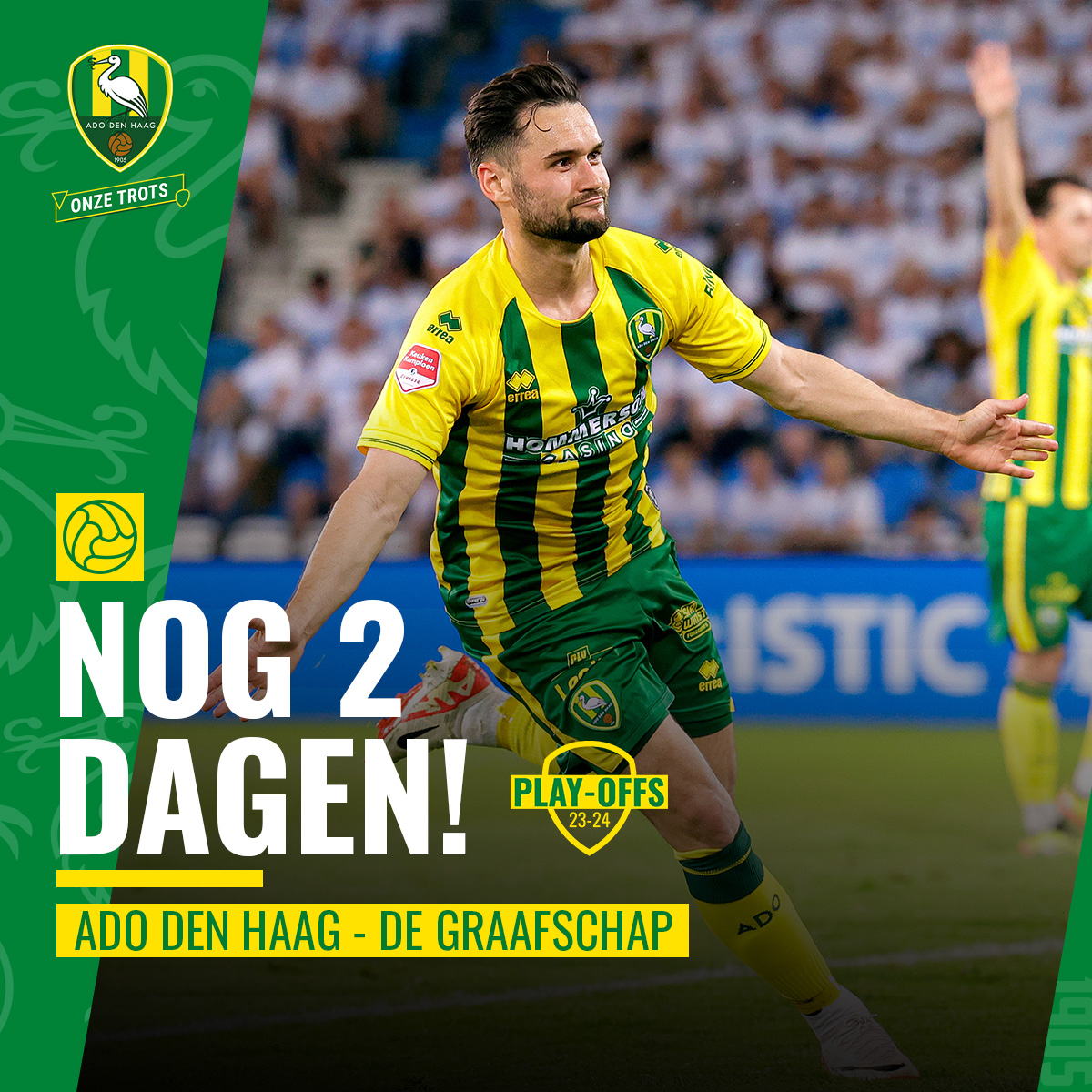 ADODenHaag's tweet photo. 💪 Steun het team in de eerste ronde van de play-offs! 

#ADOgra / 20.00 uur / Bingoal Stadion.

🎟️ https://t.co/uRQtSTJlV6