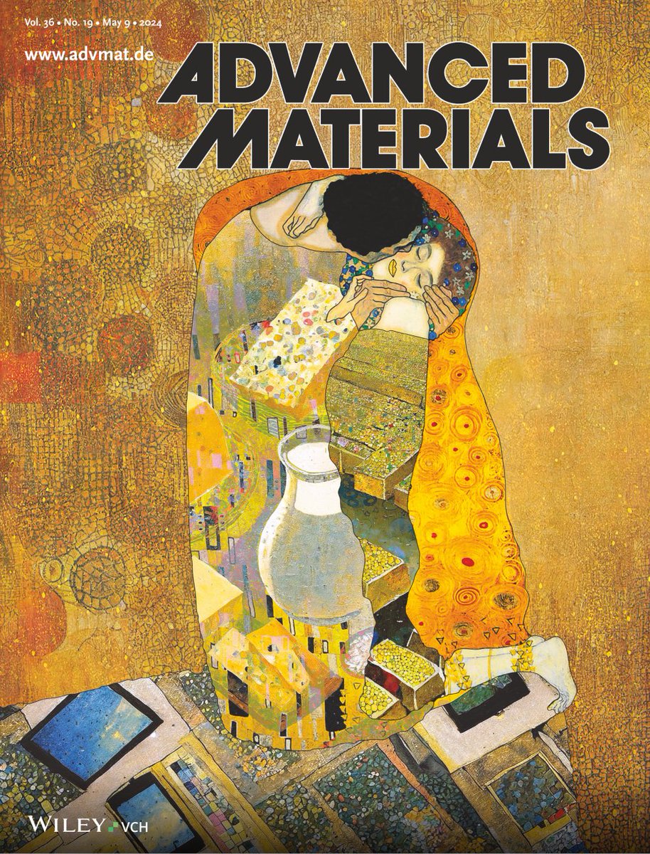 Our work is now on the cover of Advance Materials!
Inspired by Gustav Klimt's masterpiece "The Kiss," the cover captures our approach to extracting gold from E-waste using aerogels derived from food waste components.
@AdvSciNews <a href="/EnricoBoschi1/">Rico17</a> <a href="/MezzengaRaf/">Raffaele Mezzenga</a>  <a href="/SoniaMontiSVS/">Sonia Monti</a>