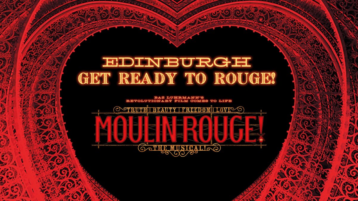 Edinburgh....get ready to ROUGE! ❣️ Moulin Rouge! The Musical (@moulinmusicaluk) begins its World Tour at @edinplayhouse from April 2025! On sale details to be announced. 💎 Priority booking for ATG+ Members | Join here: atgtix.co/4adwGgo