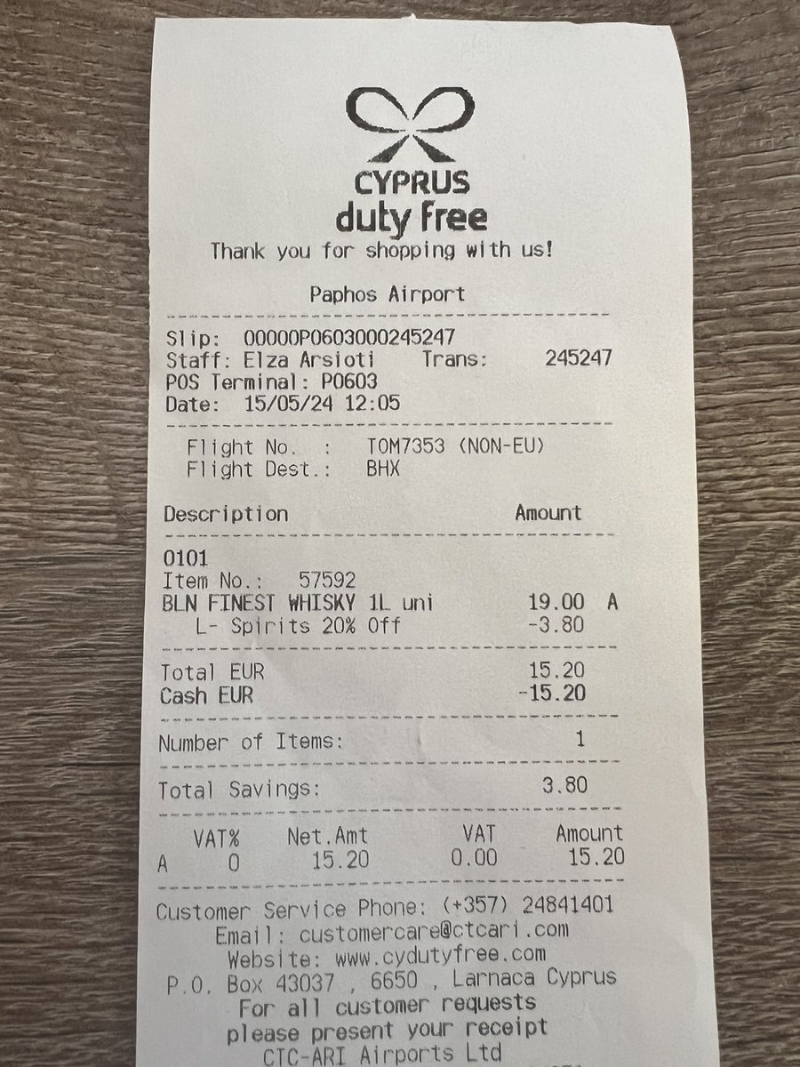 Pafos Airport:
€15 for a litre of duty free whisky 
€18 for 2 pints