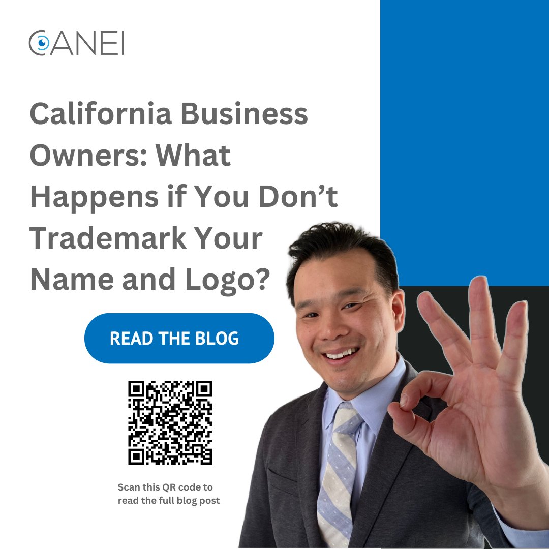 🚨California Business Owners!🚨

Don't skip trademarking! Protect your brand with CANEI! Learn more: bit.ly/4ajsGeH

🛡️Ensure recognition 
📈Enhance value 
🔒Secure rights 
💼Avoid disputes

Contact us for expert help! 

#CANEI #TrademarkProtection #CaliforniaBusiness